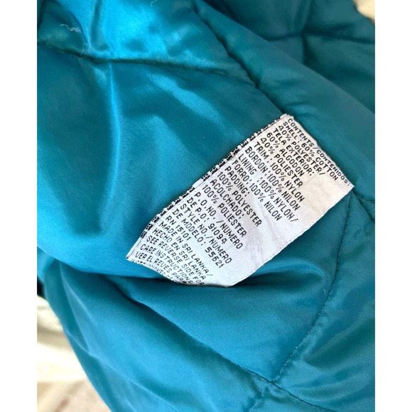Vintage Current Seen Teal Quilted Jacket Womens Size Small Winter Coat Outerwear - Picture 12 of 12